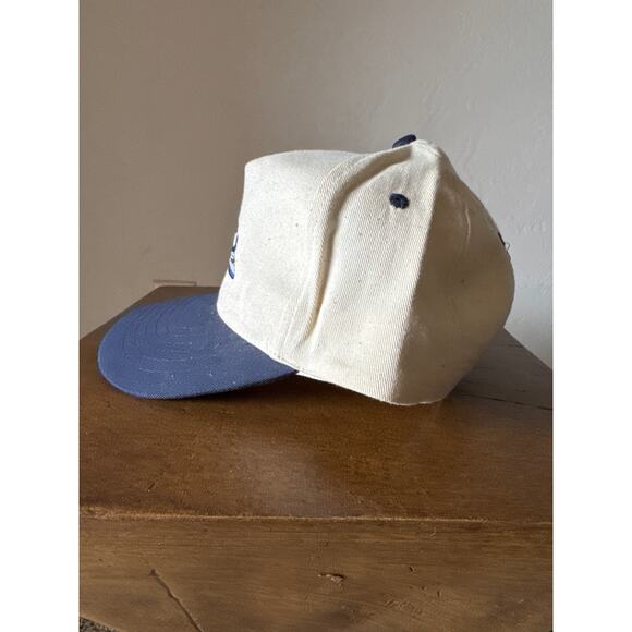 Vintage Challenger 604 Natural Twill SnapBack Hat with Navy Blue Bill Accents - Picture 3 of 6